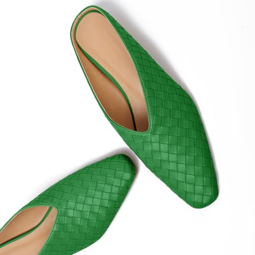 Image of Woven Mules for Women Slip on Comfortabke Metallic Slides Ladies Trendy Square Toe Hidden Wedge Mules