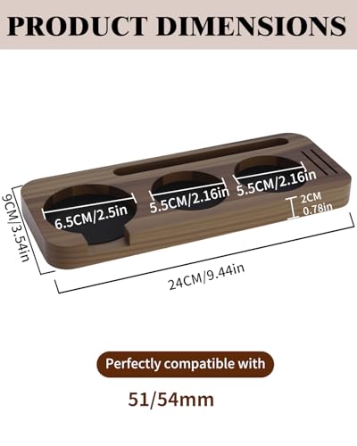 Image of 51 /54mm Espresso Organizer Station, Solid Walnut Espresso Tamping Station with Non-Slip Mat, Compact Coffee Accessories Holder for Barista Countertop