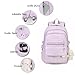 PRLINJSK Girls Backpack for College High Middle School Student, Cute Aesthetic Bookbag for Teens Women with Accessories，Purple