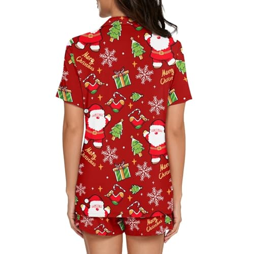 Image of Women's Short Sleeve Sleepwear Pajamas Nightwear with Pockets | skin-friendly breathable material resists pilling fading and deformation after repeated washing