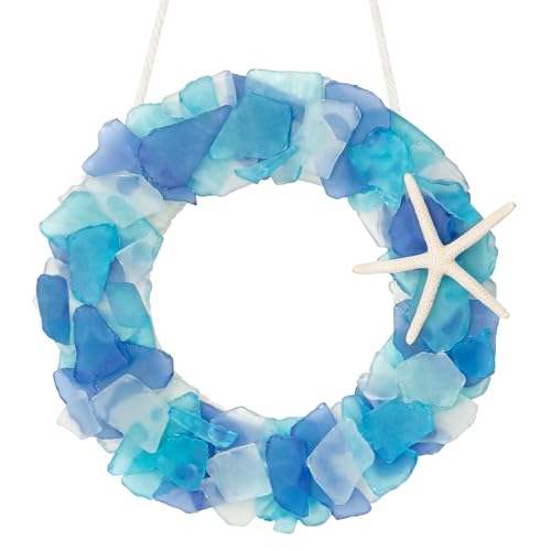 Sea Glass Wreath - Handmade 8.5 Inch Beach Wreath, Coastal