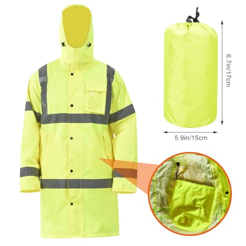 Image of A-SAFETY High Vis Rain Jacket Trench Coat &Safety Rain Jacket RIVER OTTER Rain Bibs ANSI Class 3