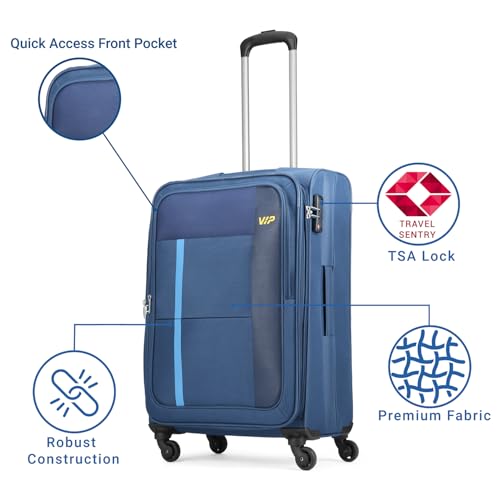 Image of VIP Totonto - S03 Set of 3 (Cabin+Medium+Large) Trolley Bag, Cm | TSA | 8 Wheels | 3 Year International Warranty | Blue and Three Grey Skybags Duffle Bags