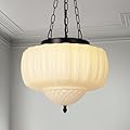 CLARSYNE 14" Vintage Milk Glass Pendant Light, Mid-Century Modern Schoolhouse Ceiling Chandelier, Vintage White Opal Flush Hanging Fixture for Kitchen Island, Dining Room, Bedroom, Living Room