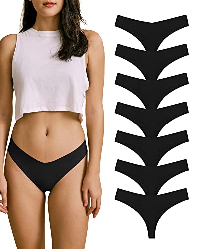Image of SHARICCA Women No Show Seamless Underwear Thong Invisible Soft Panties Multi Pack