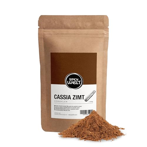 Spicy Welt Canela Cassia Molida (500g) – Polvo de Canela Cassia para Postres, Galletas & Bebidas Calientes | Sabor Dulce y Aromático para Recetas de Invierno | 100% Natural, Sin Aditivos