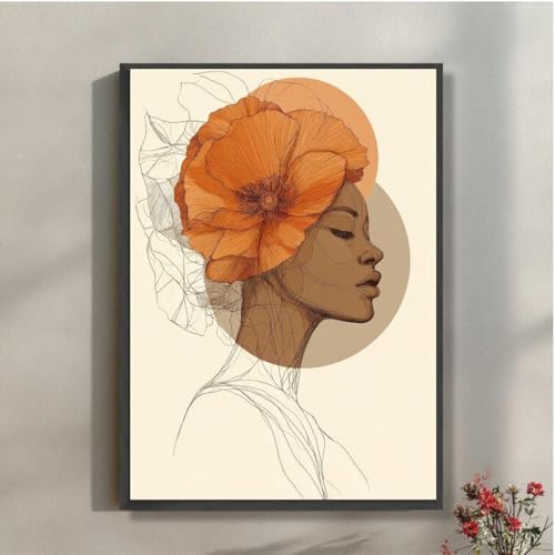 Tableau minimaliste de femme art linéaire toile bohème pour salon 70x100cm
