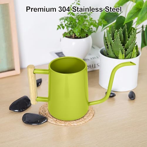 Image of Watering Can Indoor Plants, 35 oz /1000 ml Metal Stainless Steel Watering Can Pot with Long Spout for Indoor House Plants Bonsai Outdoor Garden Flower Decorative (Bright Green)