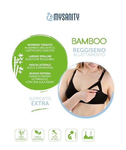 Mysanity Reggiseno Allattamento Supporto Extra Bamboo, Nero, 7 Coppa D Donna - 5