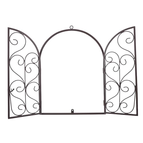 Cadre de fenêtre en fer rustique SWETRACE marron cintré pour décoration murale