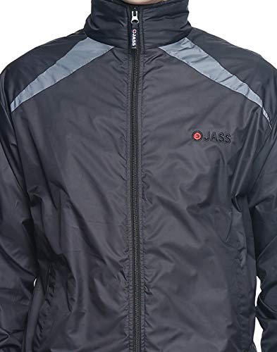 Image of OJASS Mens OJASS Jacket for Men,Lightweight & Wind-Resistant with Reflective Bike Jacket for Man High Neck Relaxed Fit-Stylish Windbreaker for Outdoor & Biking Black With Grey