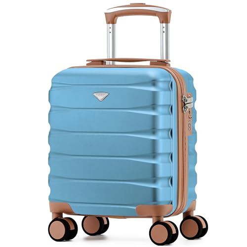 Flight Knight Lightweight Travel Suitcase 56x45x25cm | Hard Shell Carry On Luggage with Aluminum Telescopic Handle, 8 Wheel & TSA Lock | Approved for British Airways, Jet2 & EasyJet Overhead Bag