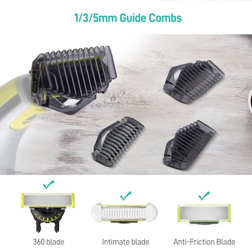 CERCGVEL 1/3/5mm Guide Combs Compatible with Philips Norelco OneBlade Shaver, Guards Kit, Trimmer Guards Replacement for Face and Body