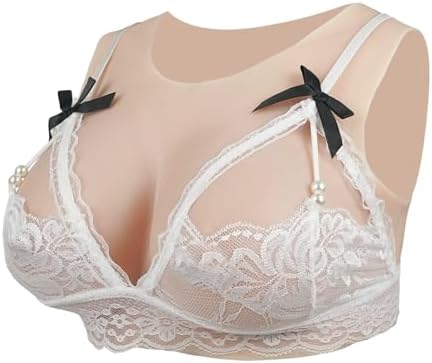 Silicone Breastplate Fake Boobs B-G Cup Round Collar Realistic Br...