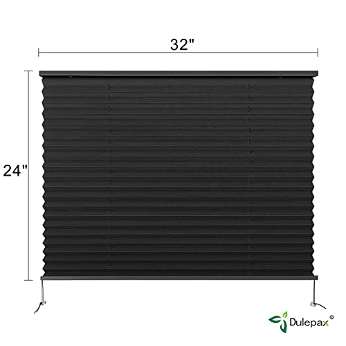 Image of Dulepax RV Blinds - Pleated Shades, 32 inch W x 24 inch L Black RV Window Shades for Camper, Travel Trailers, Motorhome's Window