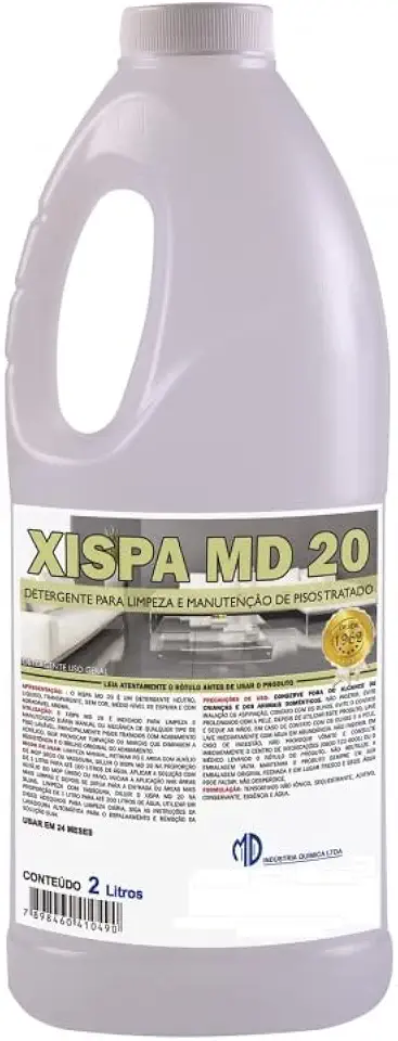 XISPA MD 20 - DETERGENTE NEUTRO PARA LIMPEZA DE PISOS LAMINADOS E MADEIRA - MD - 2 LITROS