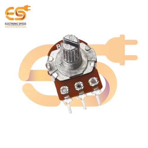 Image of Electronic Spices 50k 3 Pin 14mm Long Round Shaft Rotary Potentiometer Volume Pot 50K with Knob for Multiple Applications (Pack of 4)