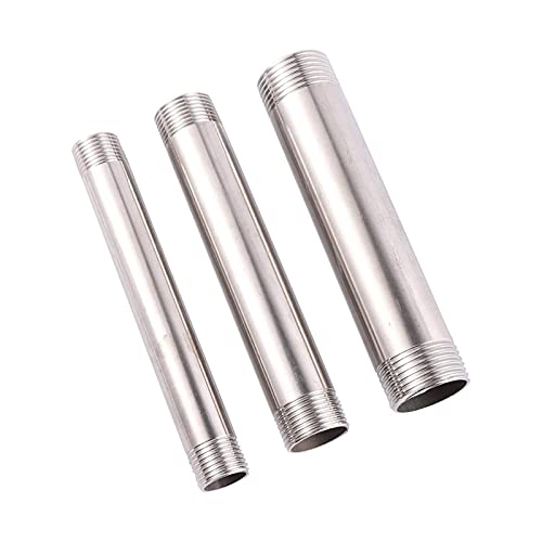 Raccord d'eau double filetage mâle 1/2" en acier inoxydable long de 15 cm