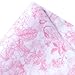 WRAPAHOLIC Pink Floral Tissue Paper - 60 Sheets 14 x 20 Inch Vintage Pink White Flower Tissue Paper Bulk for Wedding Birthday Bridal Shower Art Craft Tea Party Favor Decoration