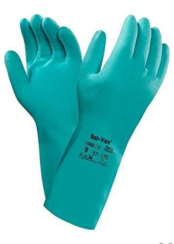 Ansell 37–675 solvex Unisexe résistant aux produits chimiques nitrile Gants (12 paires), vert