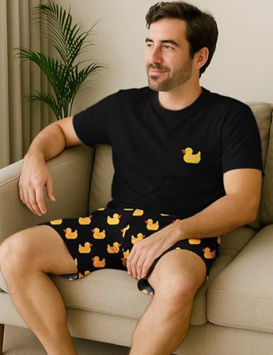 Image of Yoimira Mens Soft Pajama Set Short /Long Sleeve 2 Piece PJs with Pockets | Men's short /long sleeve pajama set, soft 2 piece PJs with pockets for sleepwear, loungewear, relaxing at home and nightwear