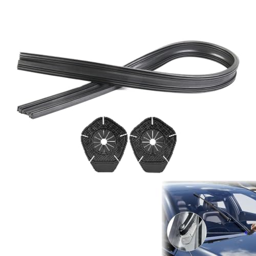 Qleema 32"Windshield Wiper Refills, Replacement of Car Wiper Blade Rubber | 4Pcs Set Including 2Pcs Wiper Rubber Strip and 2Pcs Wiper Hole Protection 