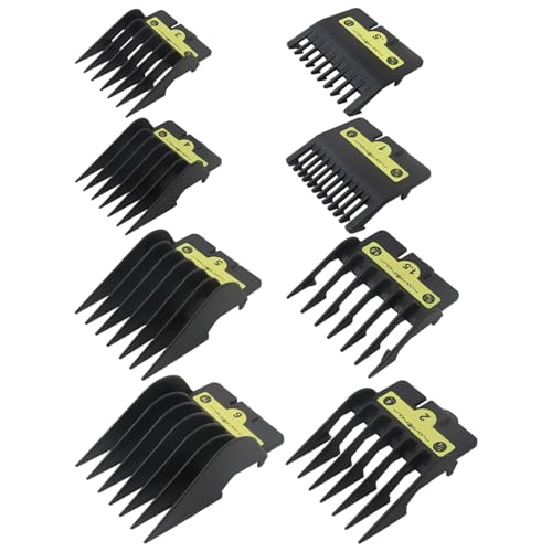 LINGSEE 1/16, 1/8, 3/16, 1/4, 3/8, 1/2, 5/8, 3/4inch 8PCS Black Clipper Guards Replacement for Ba-Byliss Barberology FX825, FX870, FX880, and FX673-Easy to Use