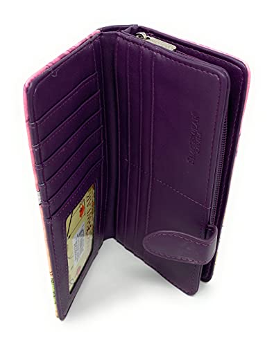 Shag Wear Vintage Dragonfly Large Insect Wallet for Women and Teen Girls Vegan Faux Leather 7" Purple4