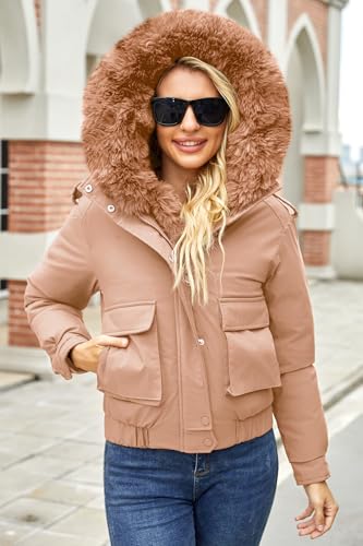 Winter Coats for Women Thickened Puffer Jacket with Detachable Fur Hood Winter Warm Parka Puffer Coat4