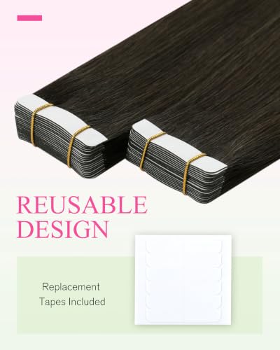 Image of YoungSee Dark Brown Tape in Extensions Ash Brown Invisible Tape in Hair Extensions Human Hair Can be Heat-Styled Tape ins Human Hair Extension for First-time Users 50g 16 Inch 20pcs
