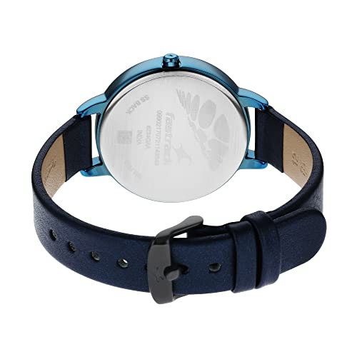 Image of Fastrack Glitch Quartz Analog Silver Dial Blue Leather Strap Watch for Girls - NS6234QL01