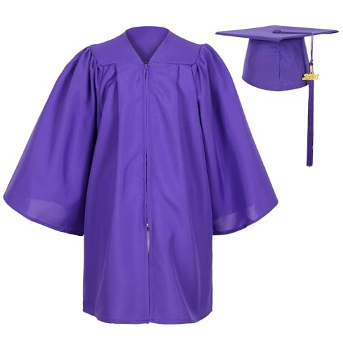 Image of Matte Kindergarten Preschool Graduation Gown and Cap Set with Year Tassel for Kids