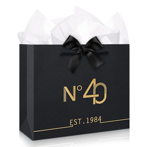 Sac cadeau pour 40e anniversaire N°40 Est.1984 et décorations de fête adultes