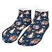 LITPUZC 5 Pairs Fashion Ankle Socks for Women Girl English Springer Spaniel And Retro Floral Crew Sock Soft Breathable Low Cut Socks for Sport Running Athletic