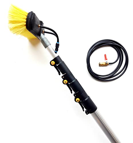 Hi-Tech 16ft Window Cleaning Pole Water Fed Telescopic Extended Extension Conservatory Hose Fed Brush Kit Silver (WFPH16)