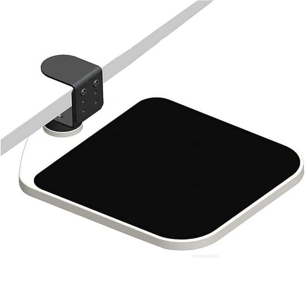 Bandeja de Ratón para Oficina en Casa o Debajo del Escritorio, Abrazadera en Plataforma Giratoria de 360°, Alfombrilla Ergonómica para Ratón
