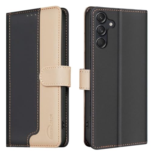 Étui pour Samsung S24 noir avec portefeuille à rabat en cuir double élégant et fonction support