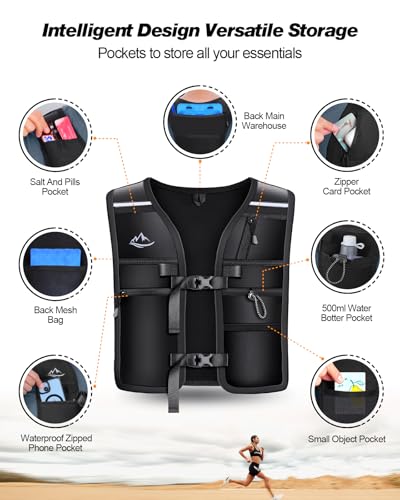 ISEYOU Running Vest for Women Men, Reflective Hydration Vest with Adjustable Waistband & Phone Pocket, Lightweight Breathable Running Water Vest for Jogging Hiking Trail Cycling and Marathon Race - image 3