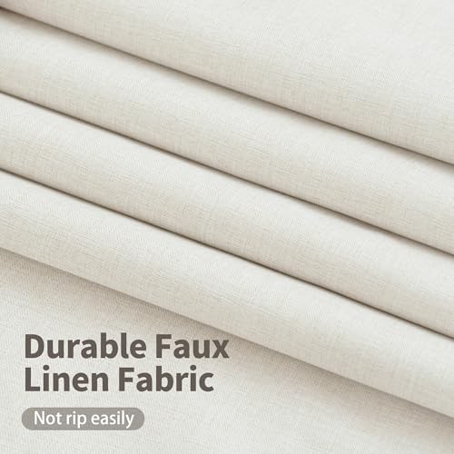 Image of YoungsTex Linen Blackout Curtains 45 Inch Length for Bedroom, Short Thermal Insulated Window Drapes Full Room Darkening with Grommet White Liner for Living Room, 2 Panels, 42 X 45 Inch