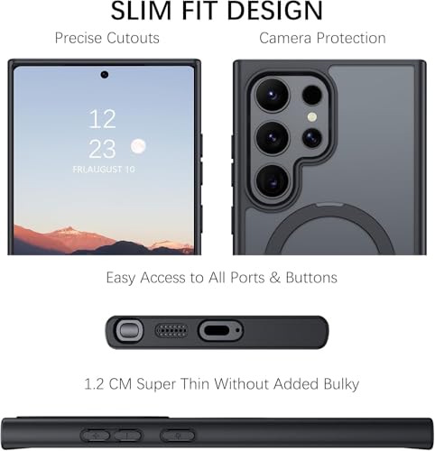 Image of Samsung S24 Ultra Magsafe Stand Case | Matte Design & 360 Protection | Military-Grade Samsung Galaxy S24 Ultra Cover | Ultra Premium - Black