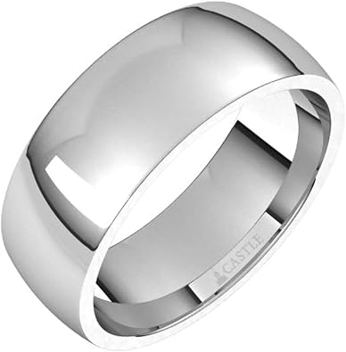 Comfort Fit Gold Mens Womens Wedding Band Solid 10K/14K/18K Rose/White/Yellow Gold Half Round Light Ring 7mm Wide