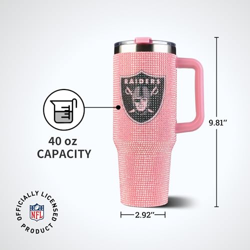 Image of The Memory Company Officially Licensed 40oz Pink Bling Game Day Tumbler, Las Vegas Raiders