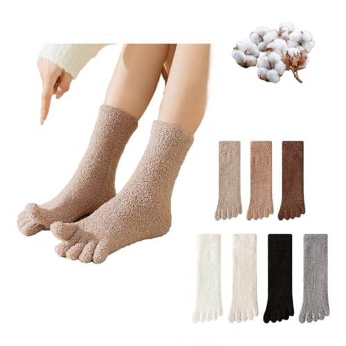 Fluffy Five Toe Socks Coral Fleece Girls Winter Women Men Thick Plush Warm Cozy Comfy Extra Soft Flush Insulating