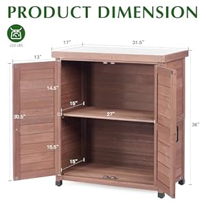 Outdoor Storage Cabinet & Potting Bench Table with Metal Top, Wooden Patio Furniture, Garden Workstation (Dark Brown, 36x31x17in) Outdoor Storage Cabinet Potting Bench Table with Metal Top Wooden Patio Furniture Garden Workstation Dark Brown 36x31x17in