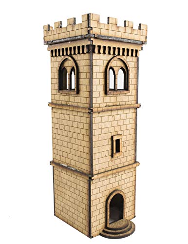 WWG Medieval Town - Torre Defensiva con almenas – 28mm Wargaming Maquetas Dioramas