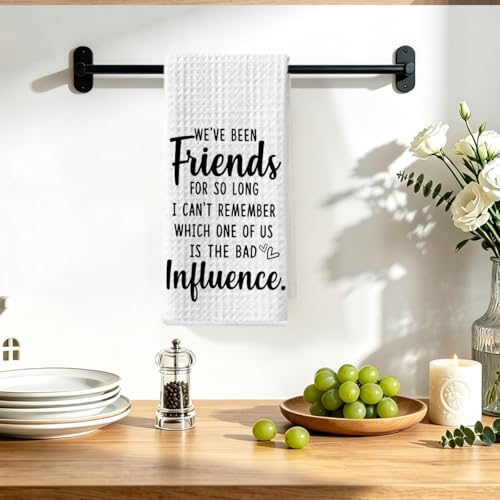Image of Hanamiya Na Funny Sarcastic Friend Gifts Kitchen Towels 24x14 Inch, Humorous Friendship Gift Reusable Dish Towels for Kitchen Decor, Waffle Weave Absorbent Hand Towel, BFF Gifts for Women Friend