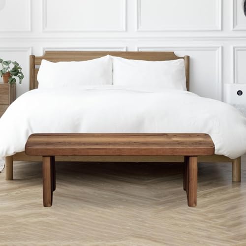 Banco para cama de dormitorio rústico de madera maciza 60cm 6