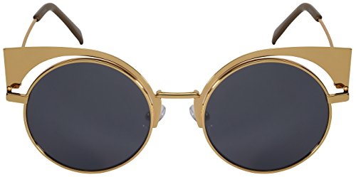 Cut Out Round Cat Eye Frames with Flat Flash Mirror Lens 23048-FLFM2