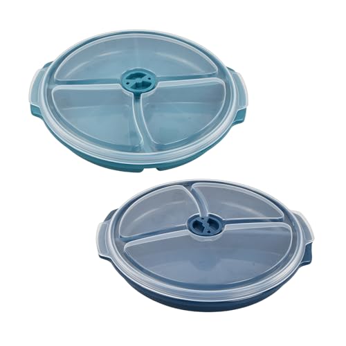 Hoxfly Lunch Box, 2 Pezzi Portapranzo con 3 Scomparti, Contenitori Pranzo per Adulti per Ufficio, Piatti per Forno a Microonde, Porta Pranzo per Scuola, Campeggio, Scuola (Multicolor, 25 × 23 cm)