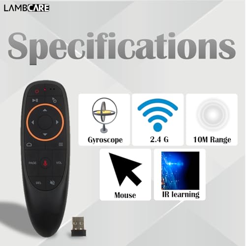 Image of Lambcare Remote Control G10s,Android TV Remote 6 Axis Gyroscope Air Fly Mouse with IR Learning Fly Air Remote Mouse for Android TV Box h96max, x96, x88 and All Android TV Box.